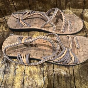 Plaka Braided Women's Sandals in Tan and Brown Size 10